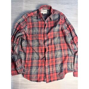 Cloudveil Mountain Works Mens XL Red Grey Plaid Flannel Button Down Cotton Shirt